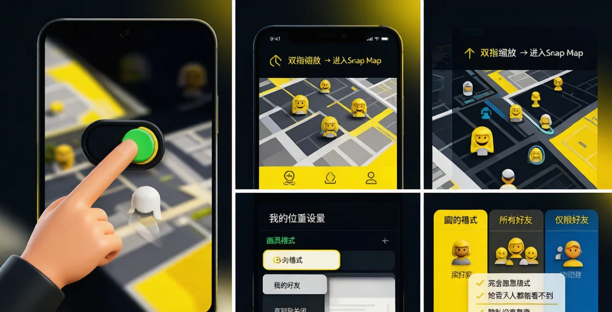 Snap Map隐私设置,幽灵模式选中及时长选项展示 Snap Map幽灵模式设置界面